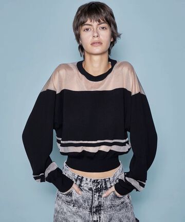 MAISON SPECIAL/メゾンスペシャル/2way Sheer Border Knit