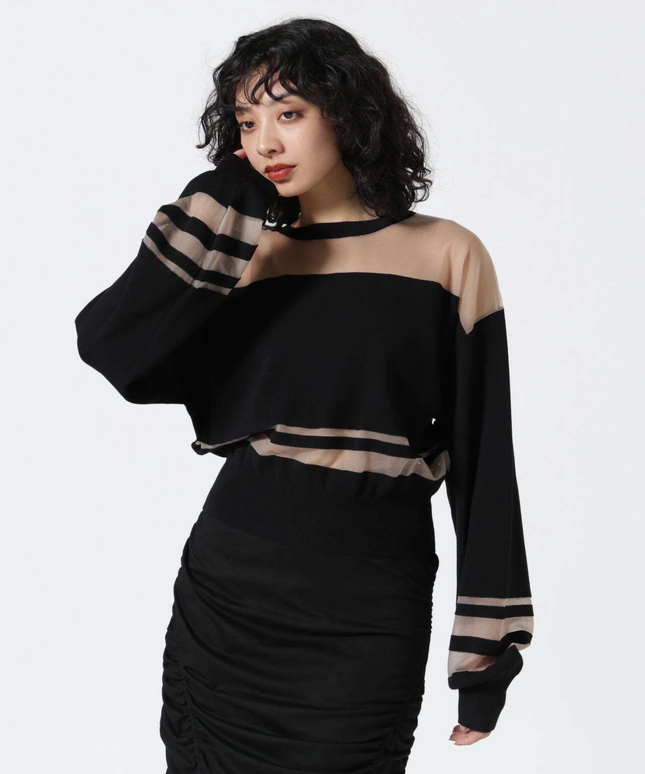 MAISON SPECIAL/メゾンスペシャル/2way Sheer Border Knit | ROYAL 