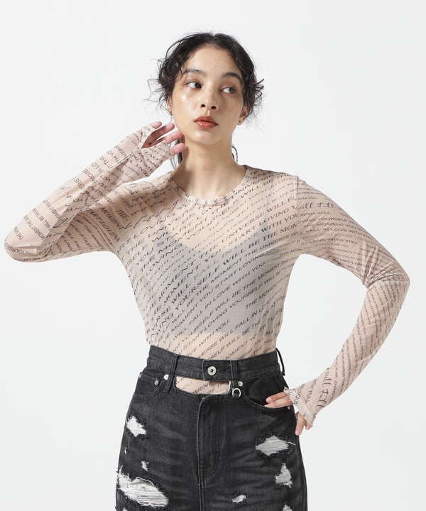 MAISON SPECIAL/メゾンスペシャル/Lettering Print Sheer Tops