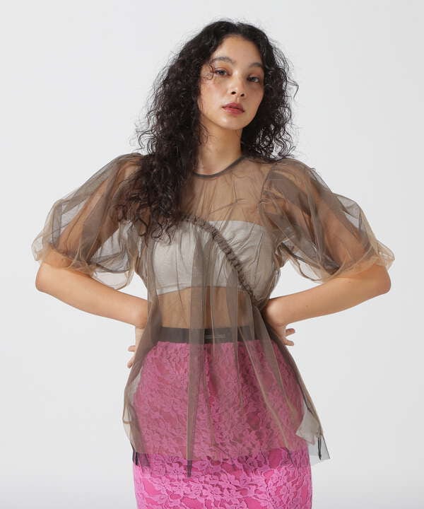 MAISON SPECIAL/メゾンスペシャル/2way Tulle Puff Sleeve Tops