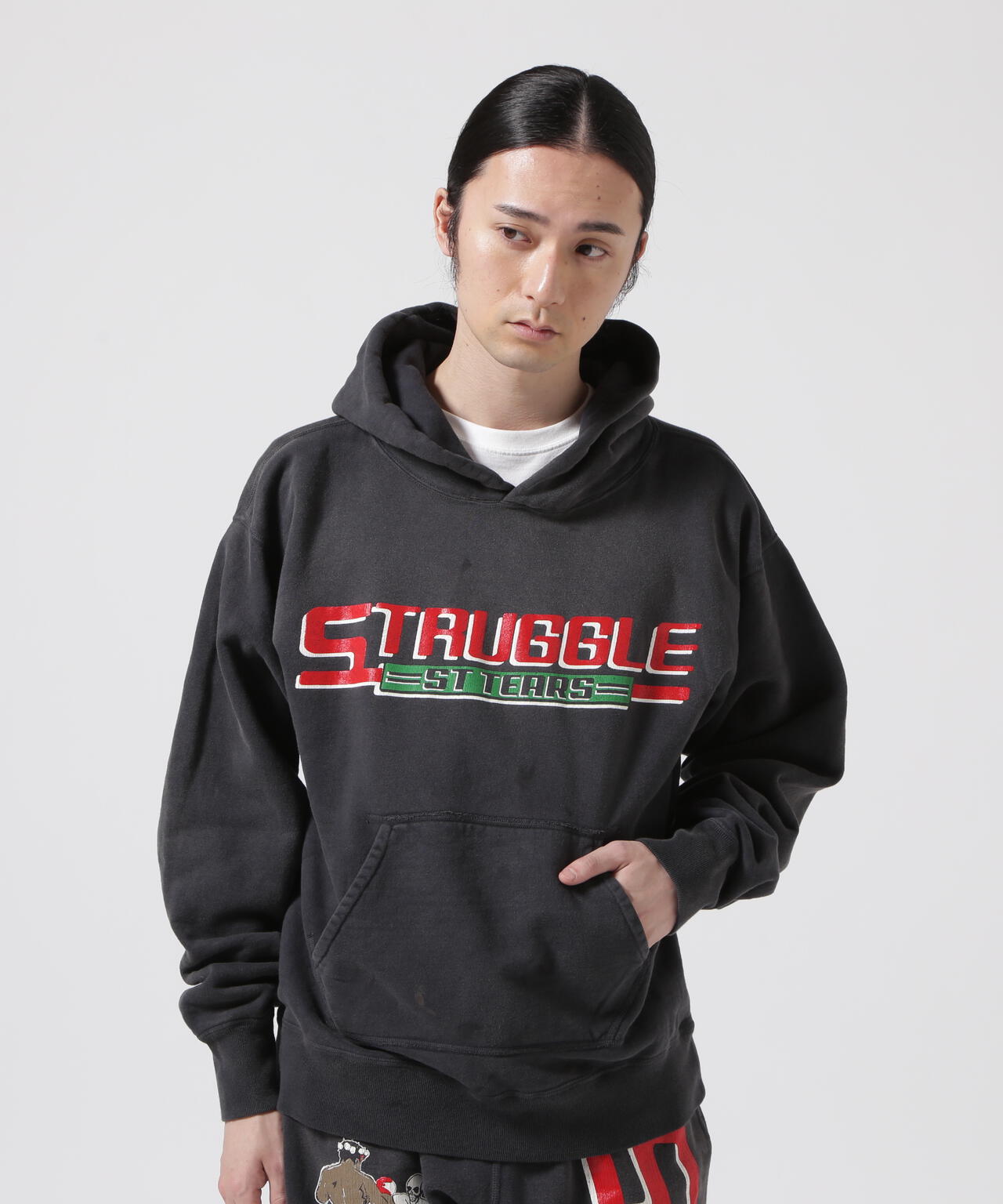 SAINT MICHAEL/セント マイケル×デニムティアーズ/HOODIE/STRUGGLE/BK 