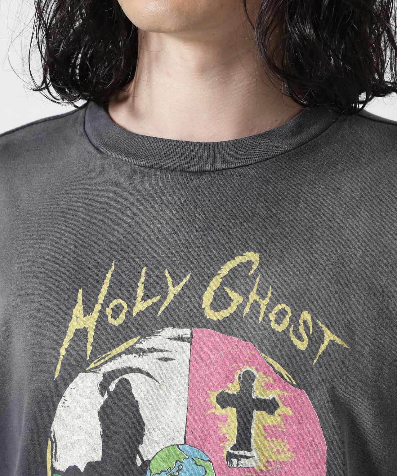 SAINT MICHAEL/セント マイケル/LM_SS TEE/HOLY GHOST/BLK