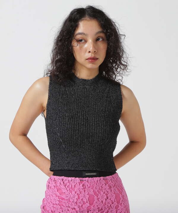 MAISON SPECIAL/Curl Yarn Short Sleeveless Knit