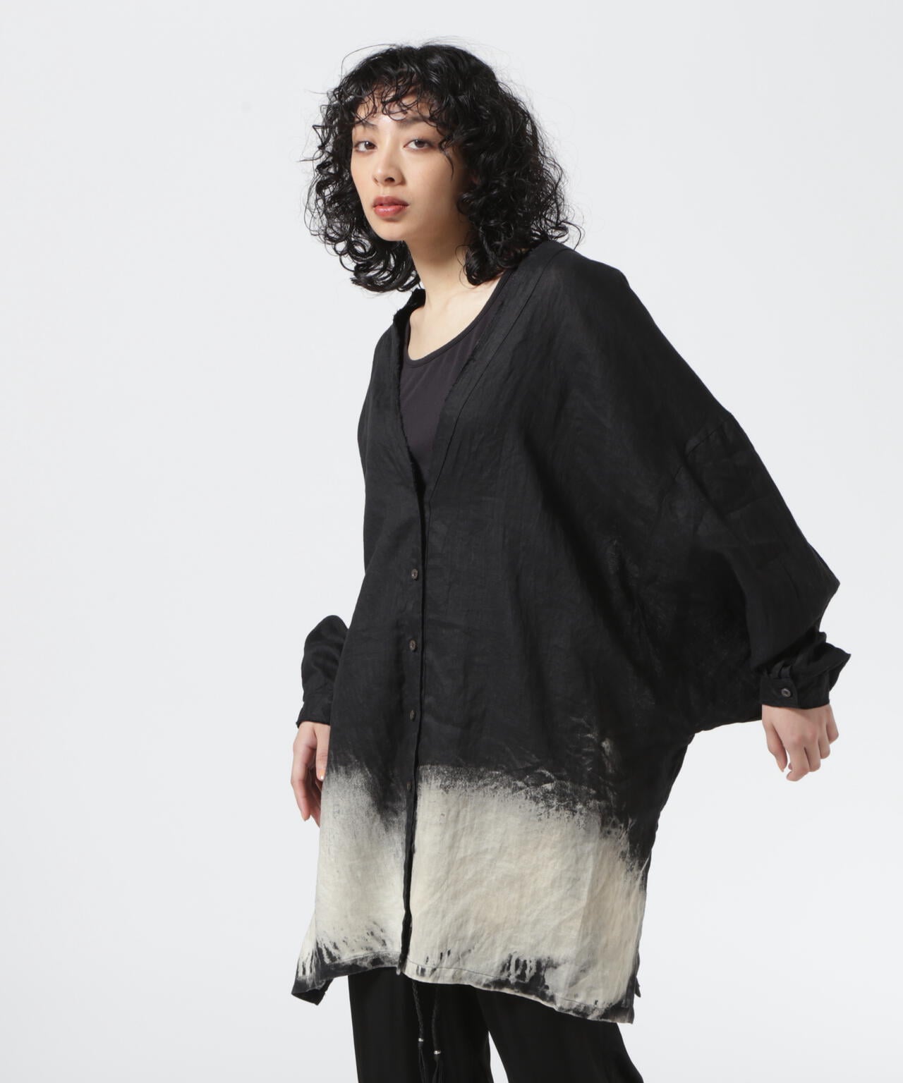 KMRii/ケムリ/Discharged Linen Kimono Shirt | ROYAL FLASH