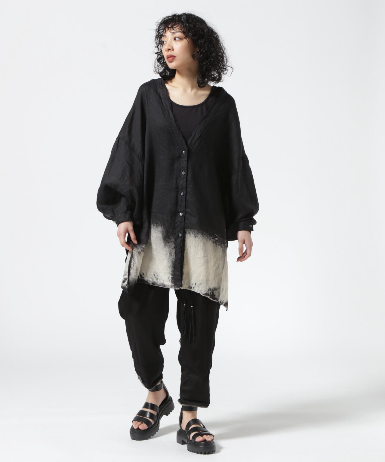 KMRii/ケムリ/Discharged Linen Kimono Shirt | ROYAL FLASH 