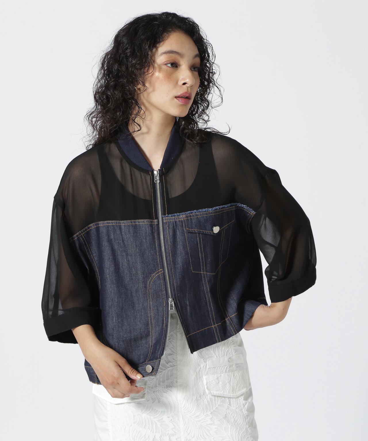 AULA AILA/アウラアイラ/DENIM COMBINATION BLOUSON