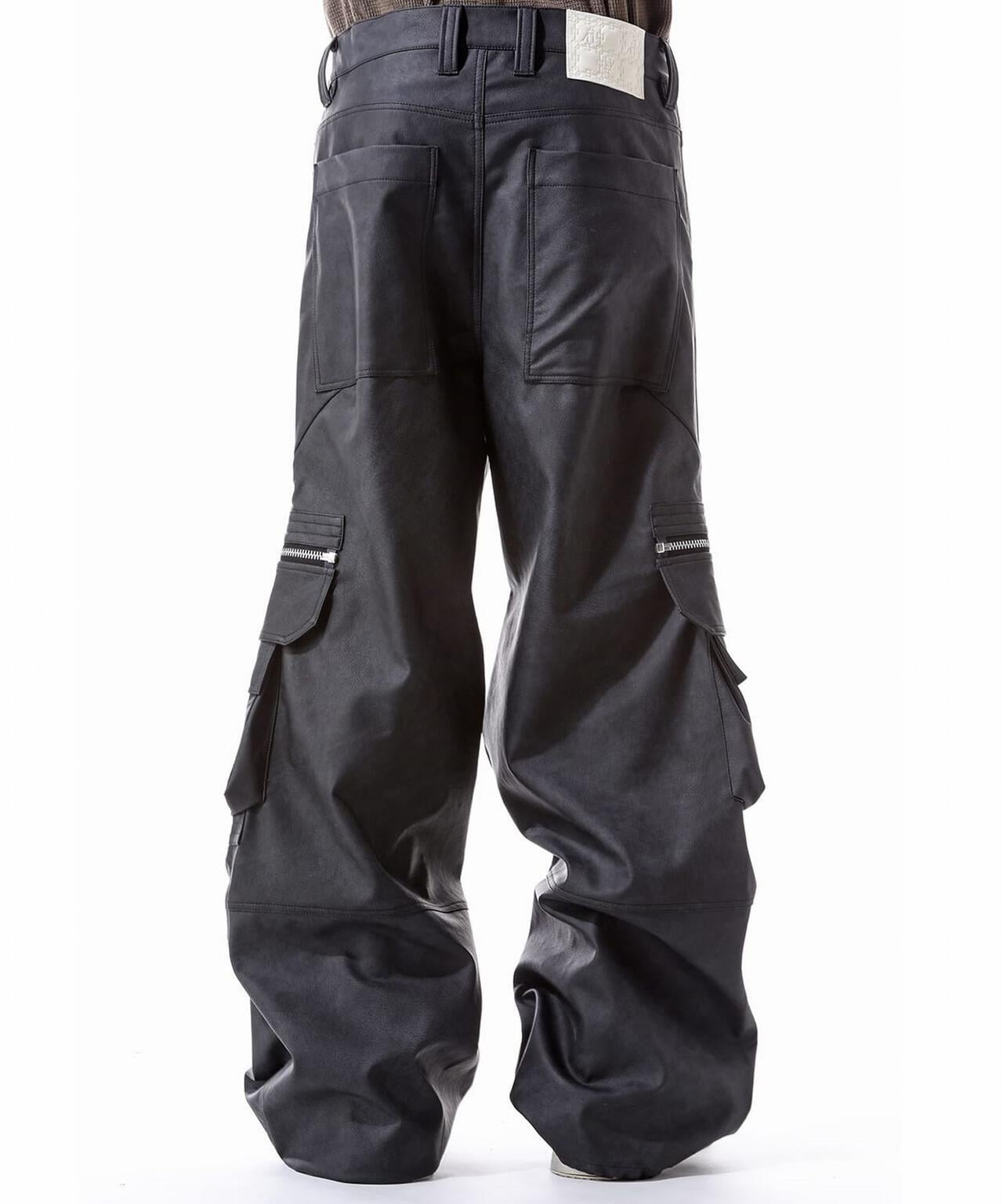 A.F ARTEFACT/Synthetic Leather Cargo Buggy Pants