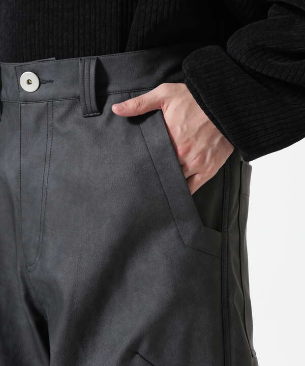 A.F ARTEFACT/Synthetic Leather Cargo Buggy Pants