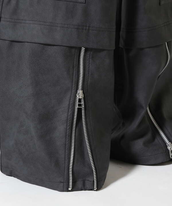 A.F ARTEFACT/Synthetic Leather Cargo Buggy Pants