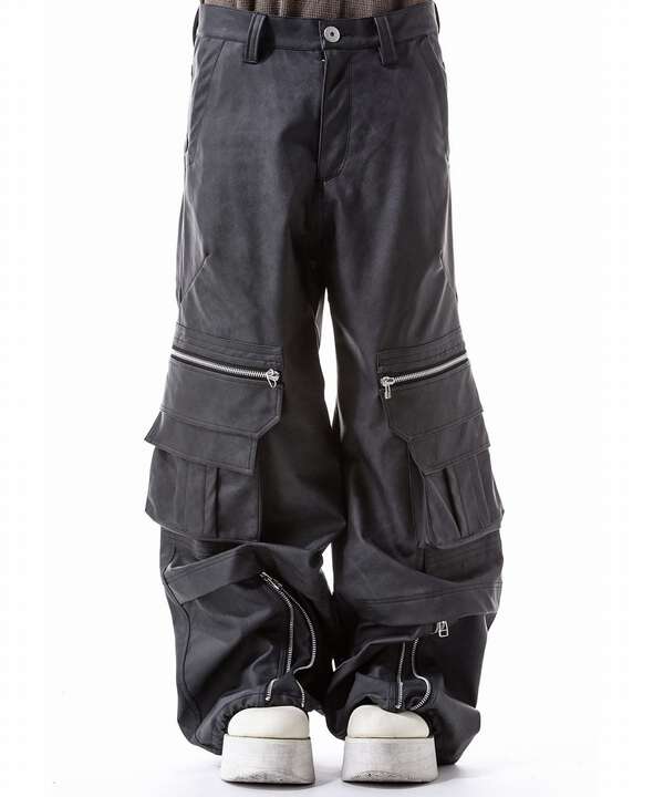 A.F ARTEFACT/Synthetic Leather Cargo Buggy Pants