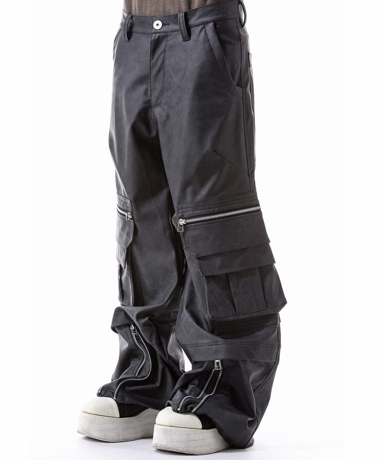 A.F ARTEFACT/Synthetic Leather Cargo Buggy Pants