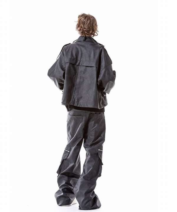 A.F ARTEFACT/Synthetic Leather Cargo Buggy Pants