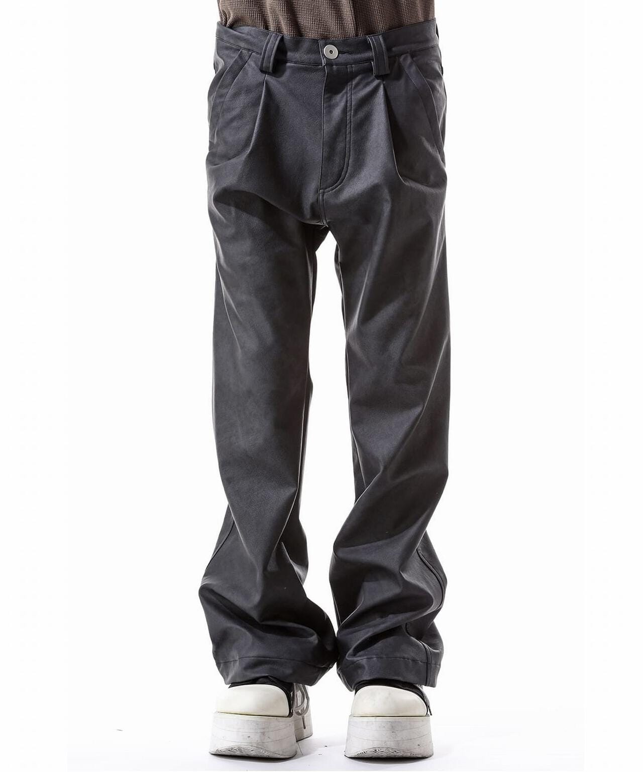 A.F ARTEFACT/Synthetic Leather Flare Baggy Pants