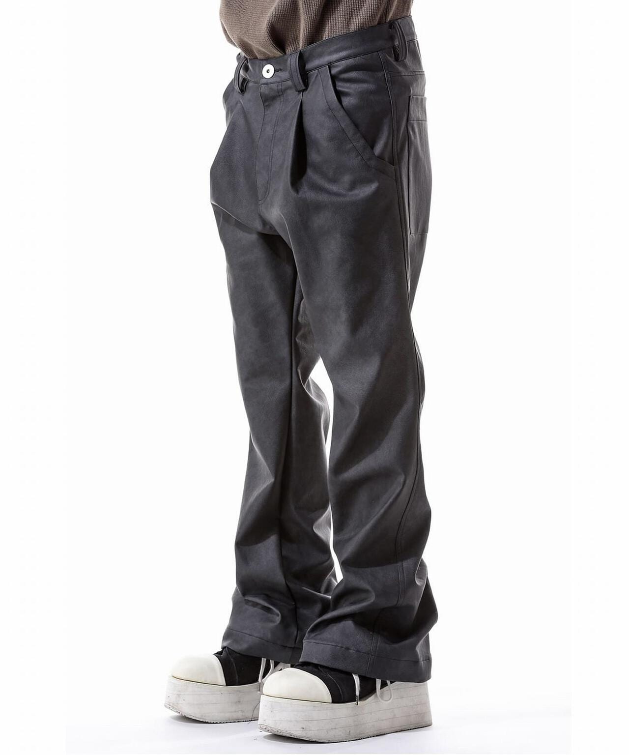 A.F ARTEFACT/Synthetic Leather Flare Baggy Pants