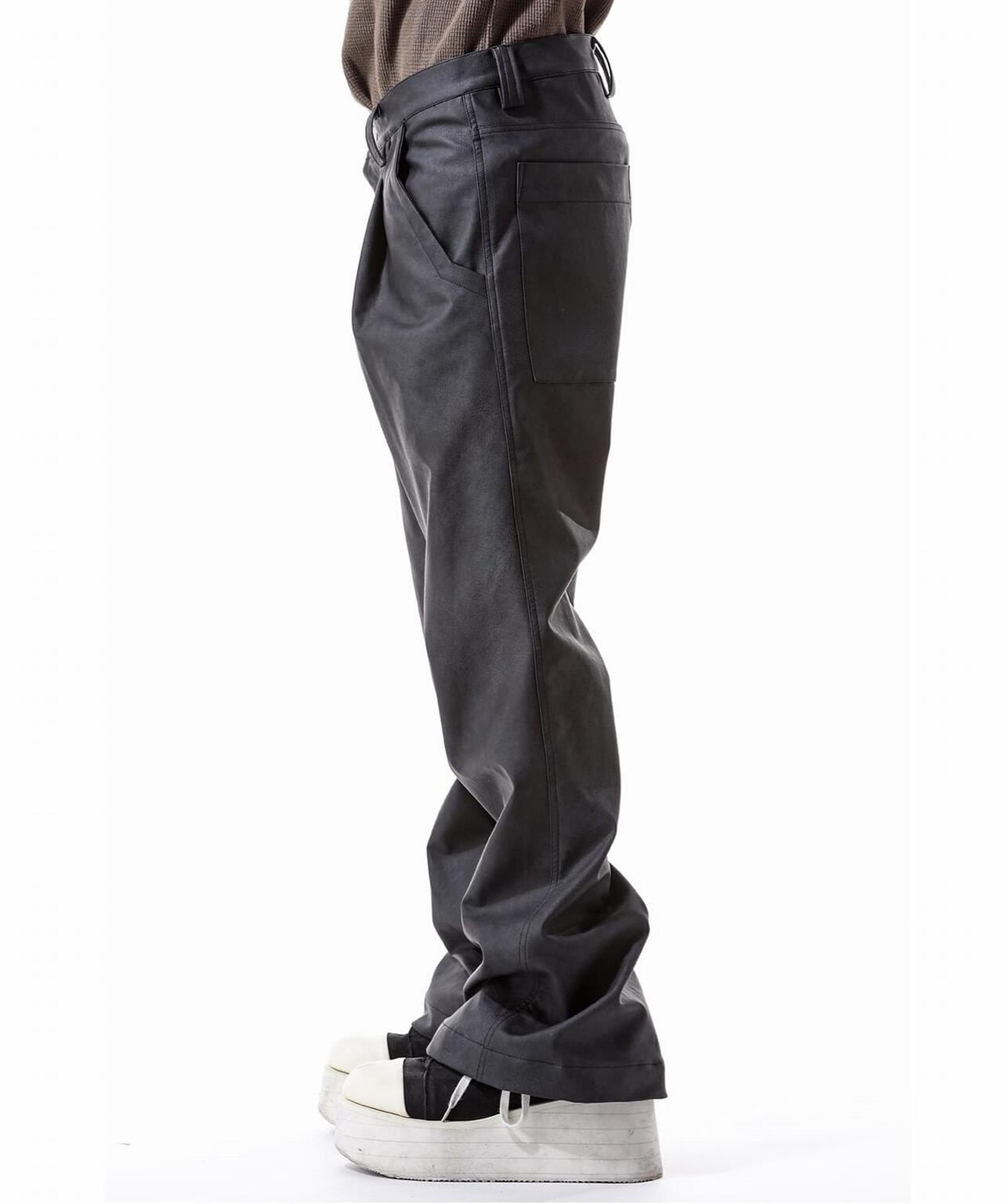 A.F ARTEFACT/Synthetic Leather Flare Baggy Pants