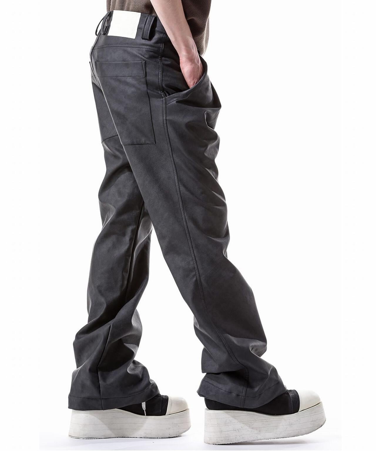 A.F ARTEFACT/Synthetic Leather Flare Baggy Pants