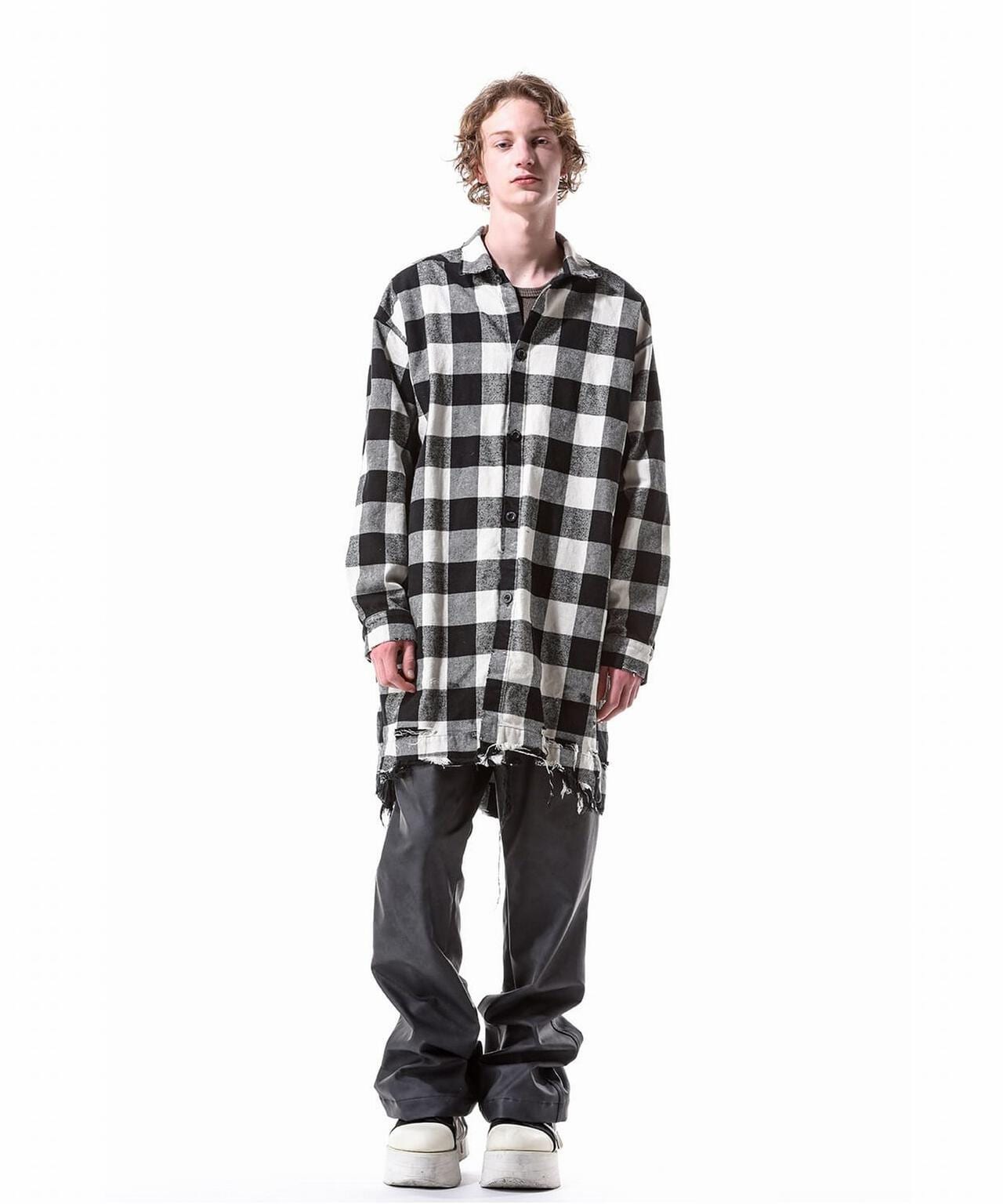 A.F ARTEFACT/Synthetic Leather Flare Baggy Pants