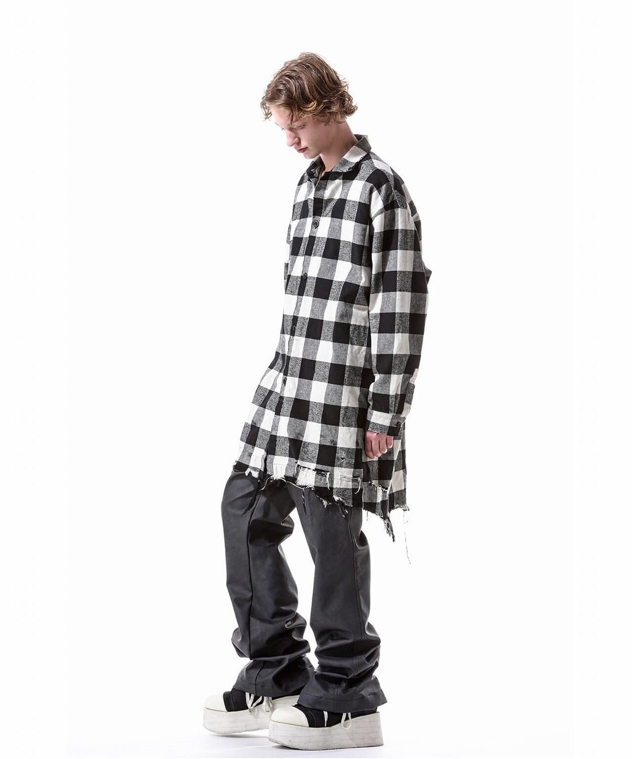 A.F ARTEFACT/Synthetic Leather Flare Baggy Pants