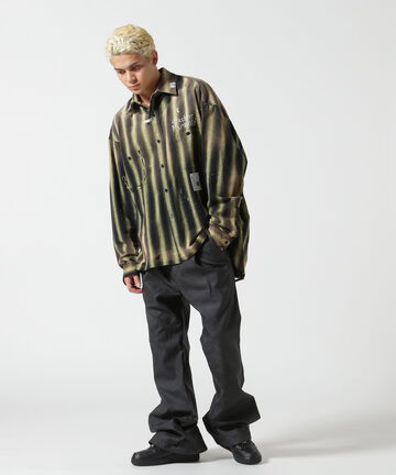 A.F ARTEFACT/Synthetic Leather Flare Baggy Pants