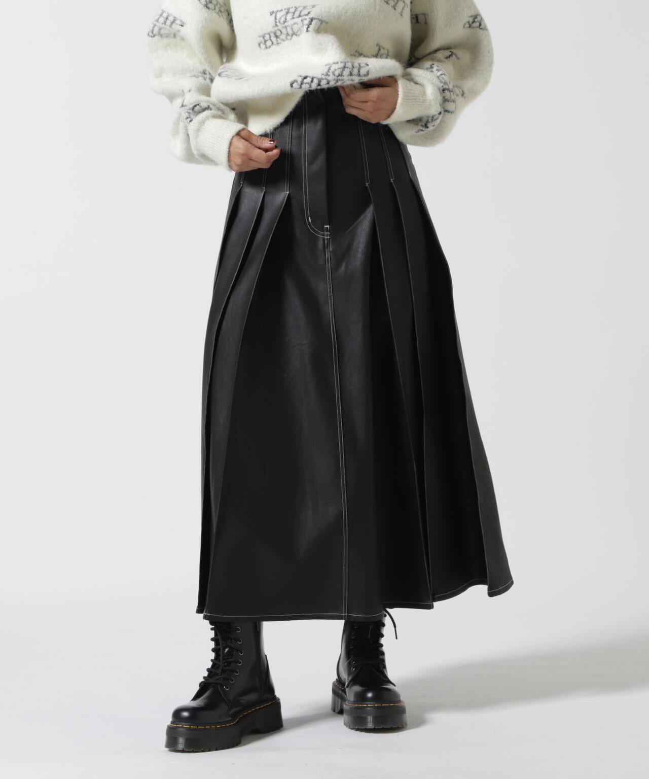 MAISON SPECIAL VEGAN LEATHER SKIRT