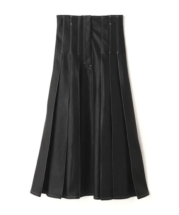 MAISON SPECIAL/Tack Pleats Vegan Leather Long Skirt