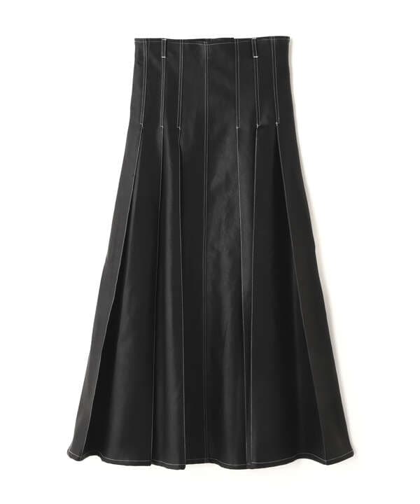 MAISON SPECIAL/Tack Pleats Vegan Leather Long Skirt