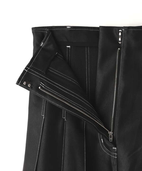 MAISON SPECIAL/Tack Pleats Vegan Leather Long Skirt