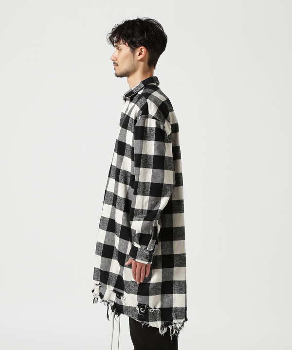 A.F ARTEFACT/Damage CheckPattern LongShirts