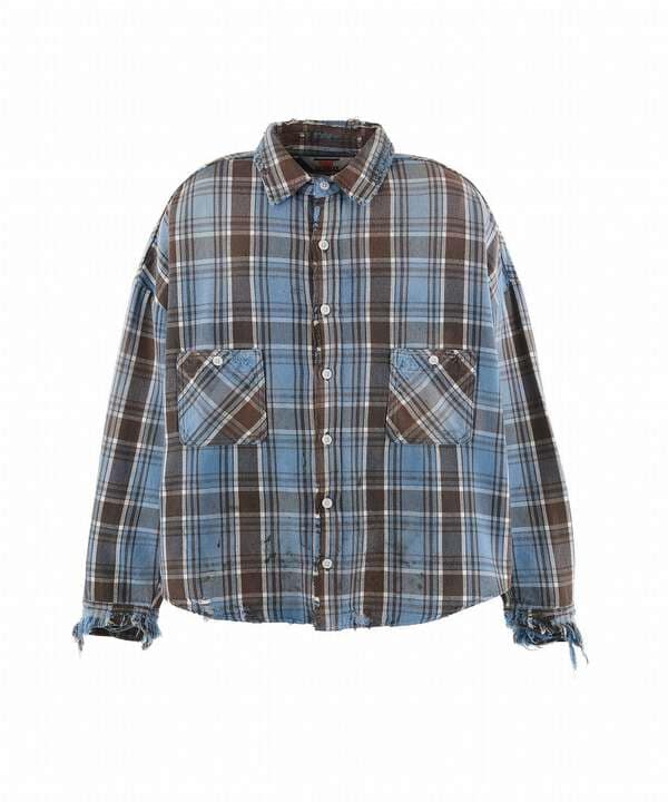 SAINT MICHAEL/セントマイケル/FRANNEL SHIRT/BLUE/GRAY