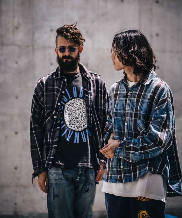 SAINT MICHAEL/セントマイケル/FRANNEL SHIRT/BLUE/GRAY