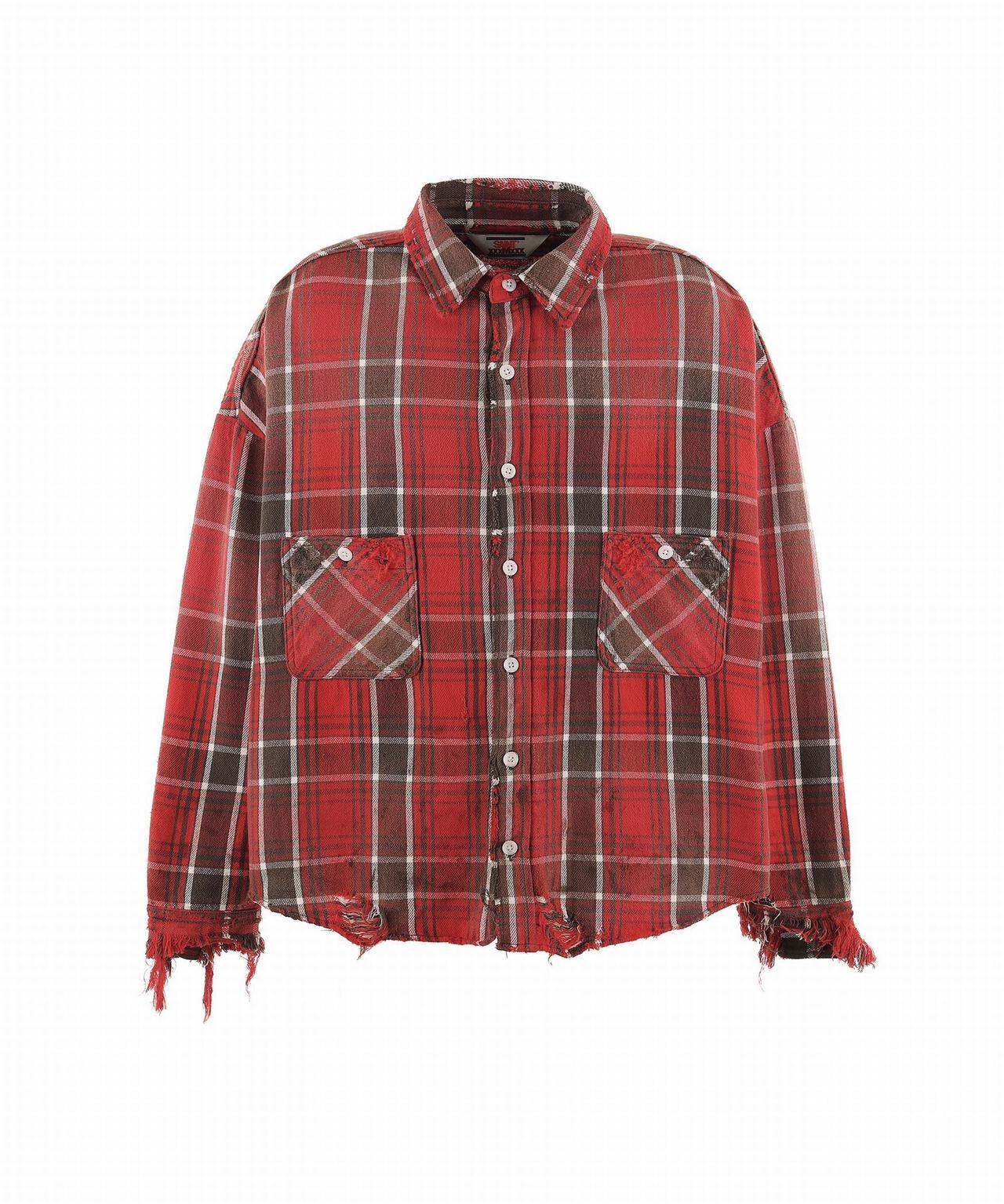 SAINT MICHAEL/セントマイケル/FRANNEL SHIRT/RED/GRAY