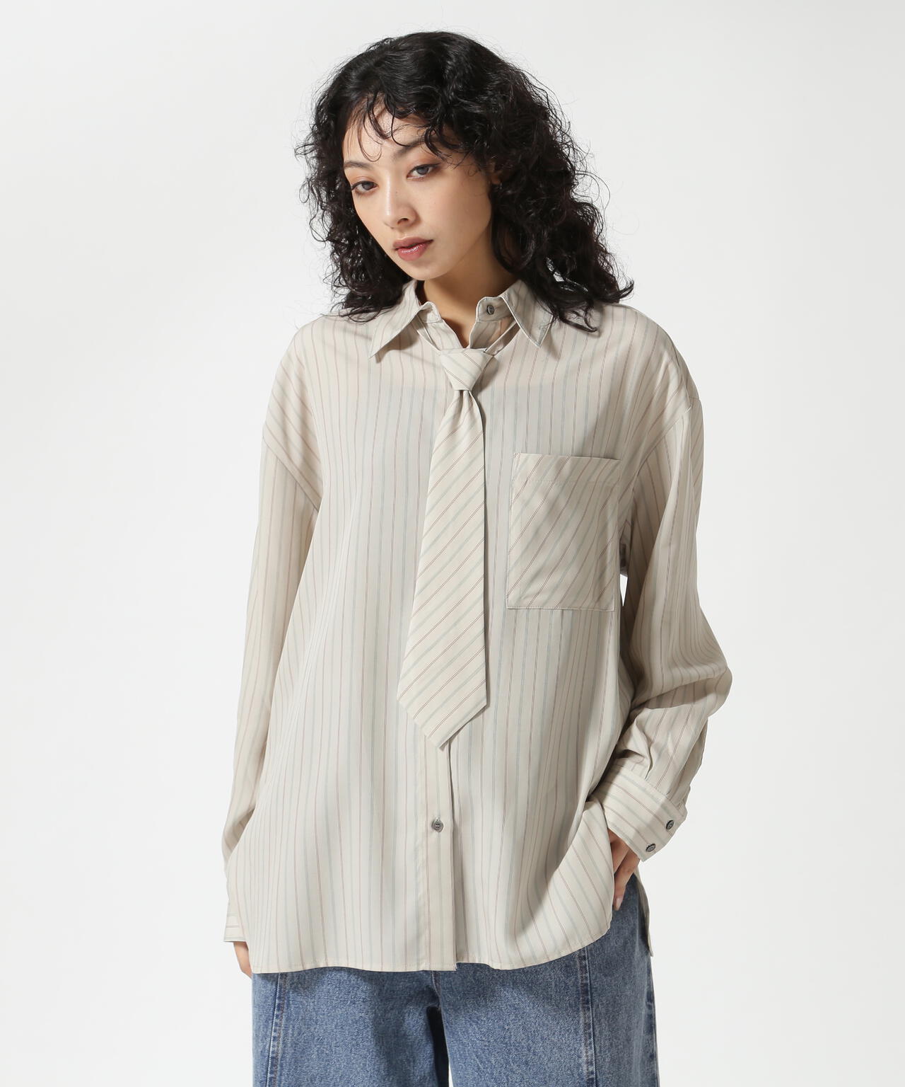 MAISON SPECIAL/メゾンスペシャル/Stripe Tie Shirt