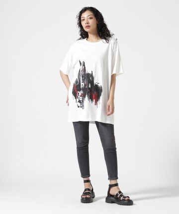 Y's/ワイズ/FEMALE PRINT ROUND NECK HALF SLEEVE TEE