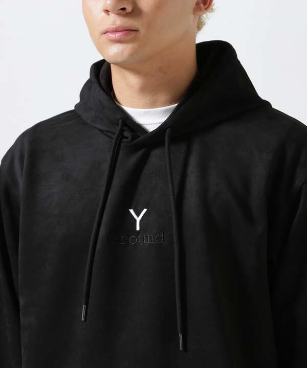 Ground Y×NEWERA/グラウンド ワイ/SUEDE HOODIE GY LOGO