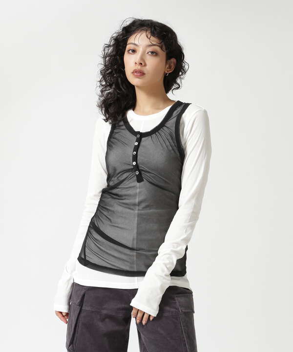 MAISON SPECIAL/Henry Neck Tank Top Layered Tops（7874230792 