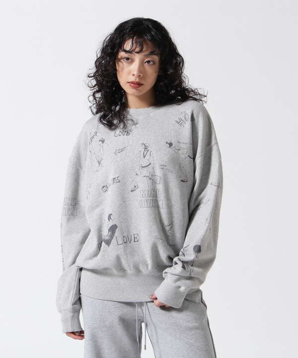 MAISON SPECIAL/Vintage Style Drawing Sweatshirt