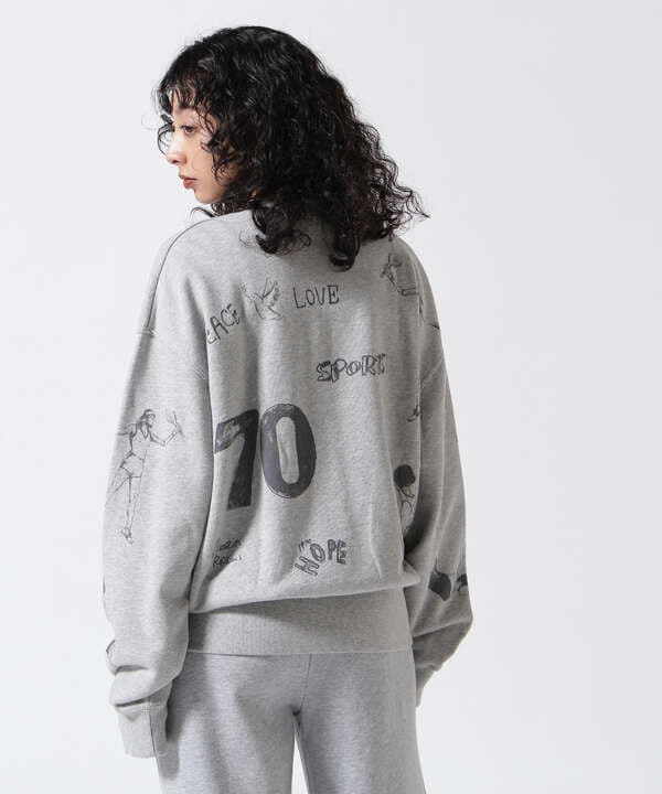 MAISON SPECIAL/Vintage Style Drawing Sweatshirt