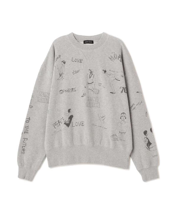 MAISON SPECIAL/Vintage Style Drawing Sweatshirt