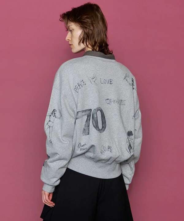 MAISON SPECIAL/Vintage Style Drawing Sweatshirt