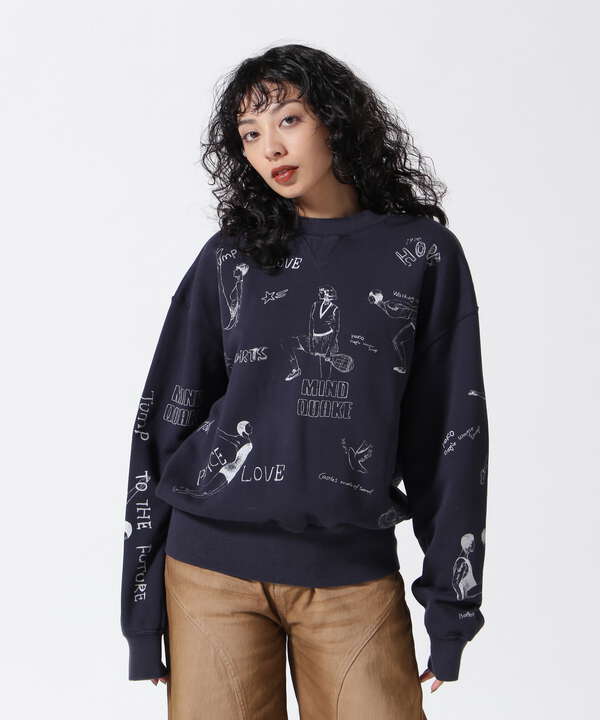 MAISON SPECIAL/Vintage Style Drawing Sweatshirt