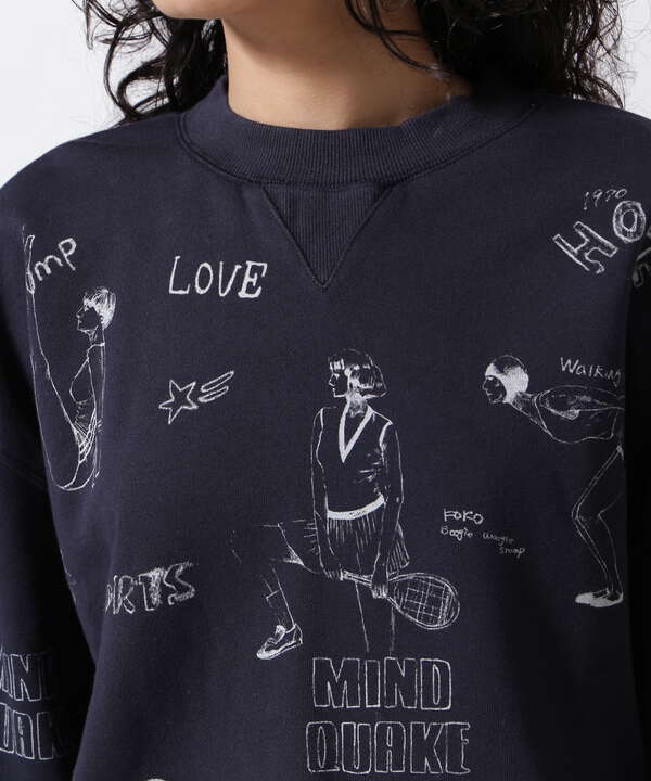 MAISON SPECIAL/Vintage Style Drawing Sweatshirt