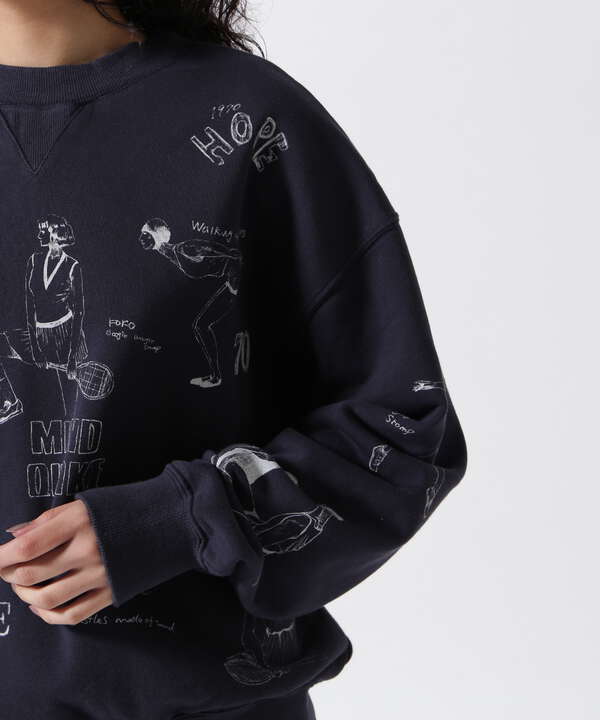 MAISON SPECIAL/Vintage Style Drawing Sweatshirt