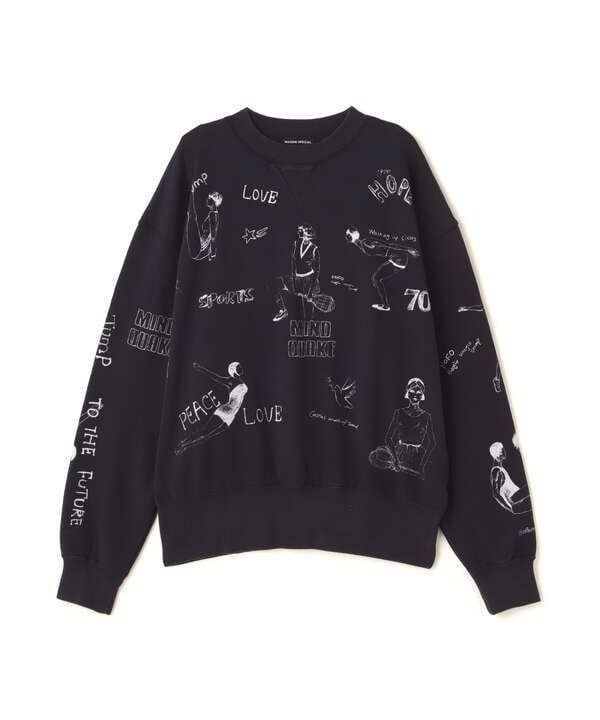 MAISON SPECIAL/Vintage Style Drawing Sweatshirt