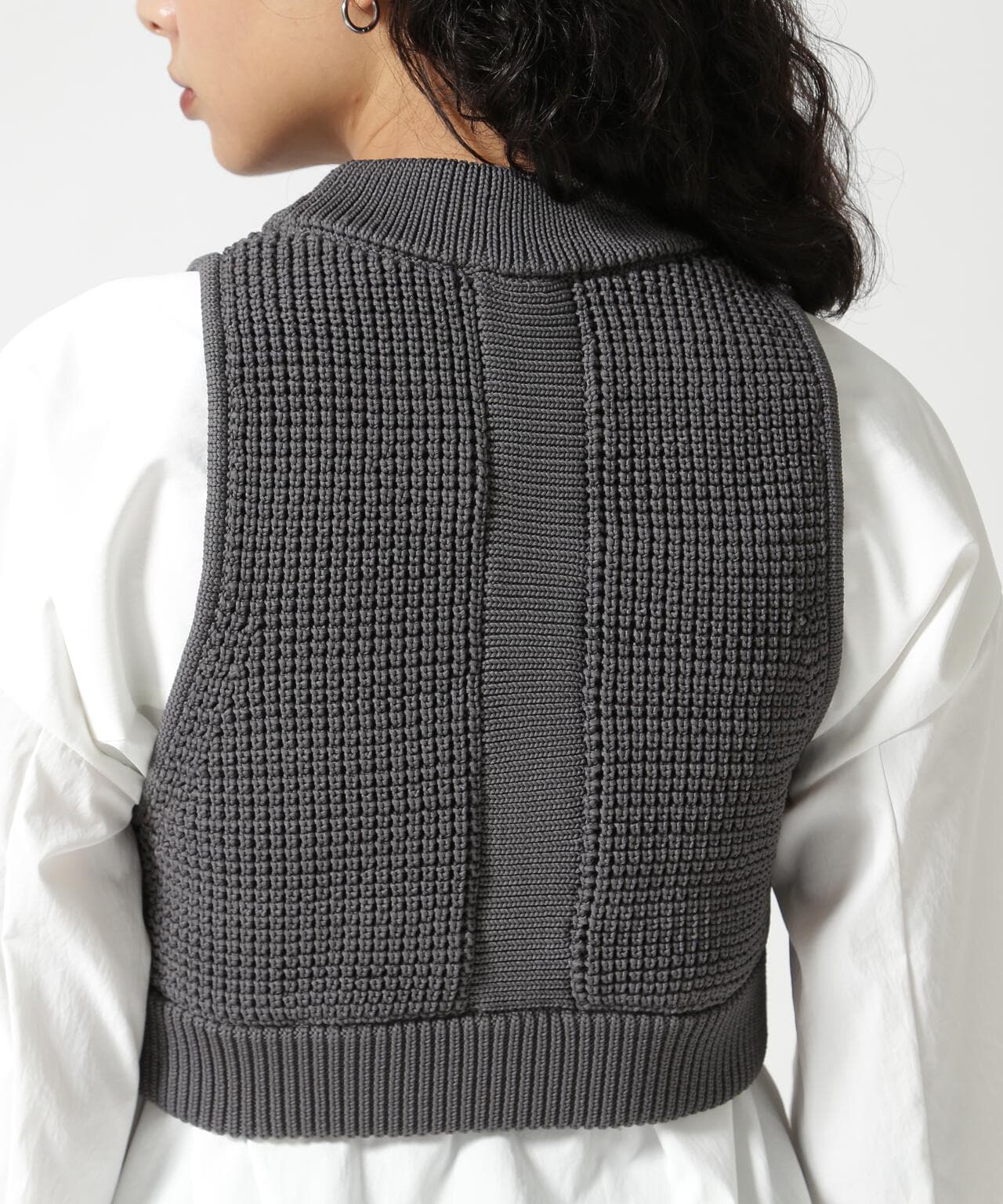 UN3D./アンスリード/WAFFLE SHORT KNIT VEST/ワッフルショートニットベスト