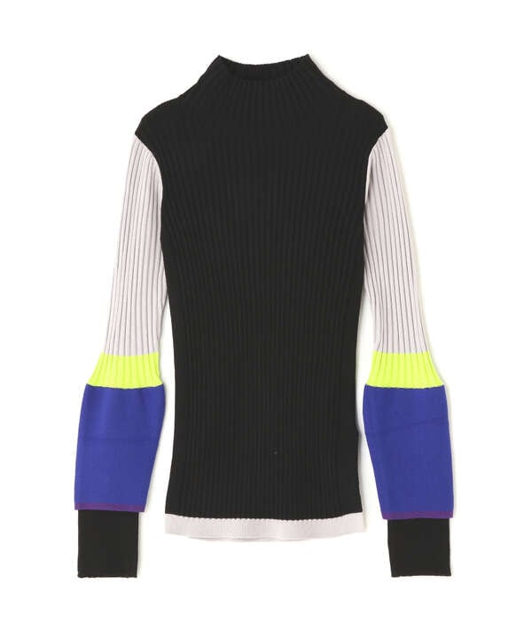 AULA AILA/アウラアイラ/COLOR BLOCK SLEEVE RIB KNIT