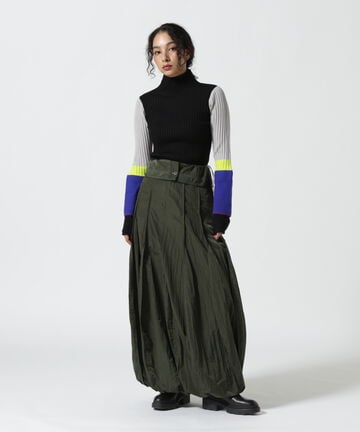 AULA AILA/アウラアイラ/COLOR BLOCK SLEEVE RIB KNIT