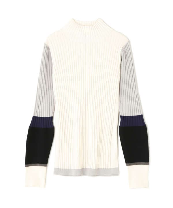 AULA AILA/アウラアイラ/COLOR BLOCK SLEEVE RIB KNIT