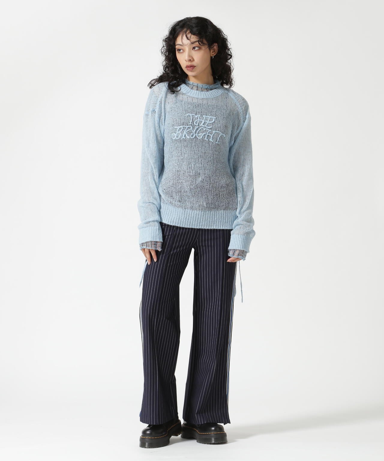 MAISON SPECIAL/メゾンスペシャル/Bright Logo Sheer Knitwear