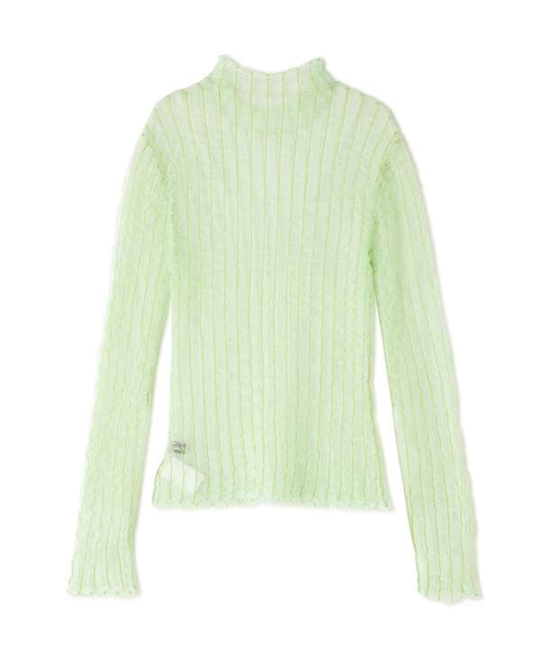 MAISON SPECIAL/メゾンスペシャル/Shirring Stripe Sheer Knitwear