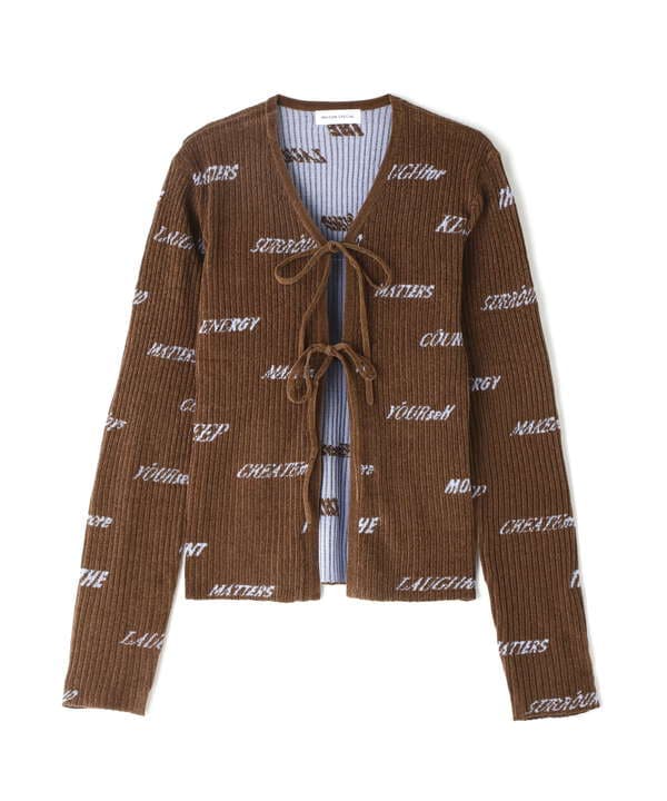 MAISON SPECIAL/Logo Jacquard Velor Rib Cardigan